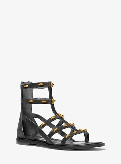Michael Kors Noa Studded Suede Gladiator Sandal In Black