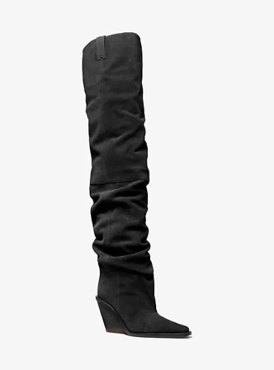 Michael Kors Noemie Suede Over-the-knee Boot In Black