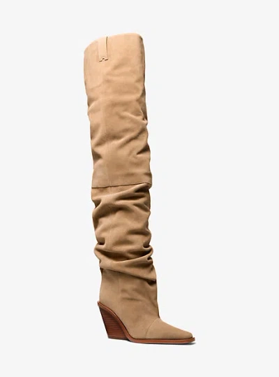 Michael Kors Noemie Suede Over-the-knee Boot In Brown