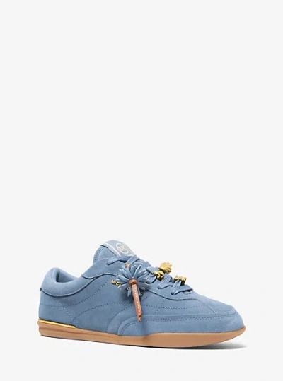 Michael Kors Nolan Embellished Suede Sneaker In Blue