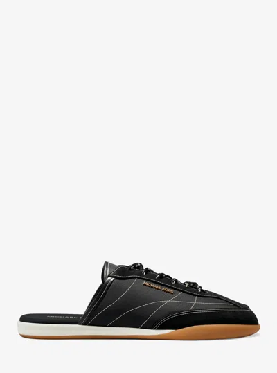 Michael Kors Nolan Nylon And Suede Mule In Black