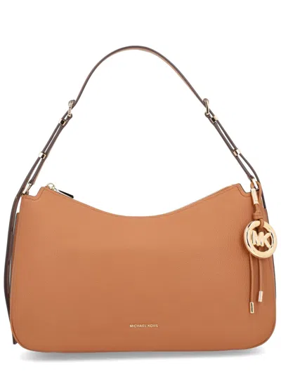 Michael Kors Nolita Medium Shoulder Bag In Hammered Leather In Neutral