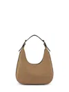 Michael Kors Nolita Beige Shoulder Bag With Logo Lettering On The Front In Hammered Leather Woman In Beige