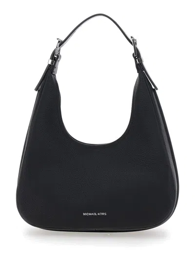 Michael Kors 'nolita' Black Shoulder Bag With Logo Lettering On The Front