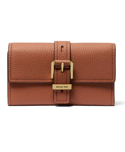 Michael Kors Nolita Flap Trifold Leather Wallet In Brown