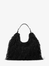 Michael Kors Nolita Large Faux Shearling Hobo Shoulder Bag In Black