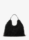 Michael Kors Nolita Large Faux Shearling Hobo Shoulder Bag In Black