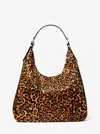 Michael Kors Nolita Large Leopard Print Calf Hair Hobo Shoulder Bag In Animal Print