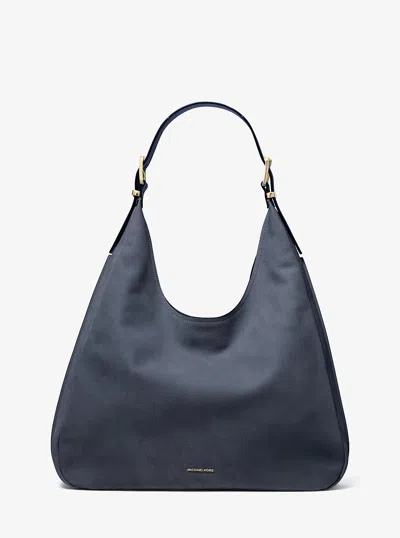 Michael Kors Nolita Large Nubuck Hobo Shoulder Bag In Blue
