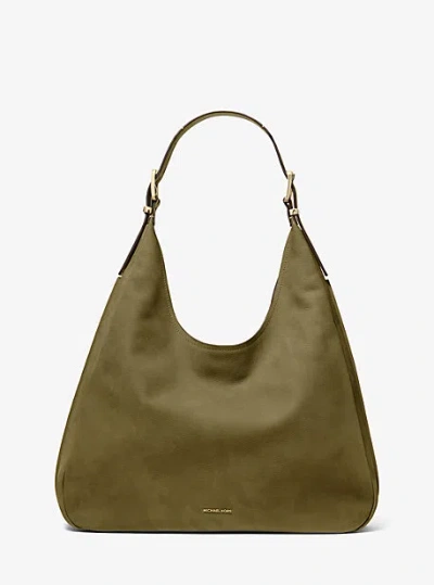 Michael Kors Nolita Large Nubuck Hobo Shoulder Bag In Green