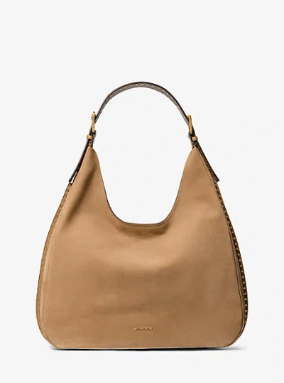 Michael Kors Nolita Large Nubuck Hobo Shoulder Bag In Natural