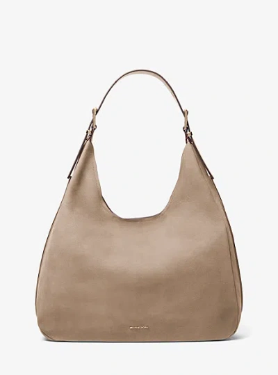 Michael Kors Nolita Large Nubuck Hobo Shoulder Bag In Natural