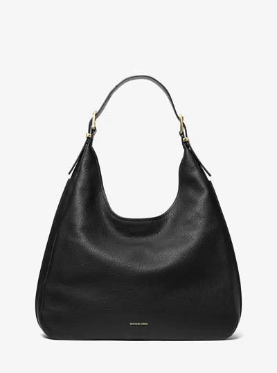 Michael Kors Nolita Large Pebbled Leather Hobo Shoulder Bag In Black