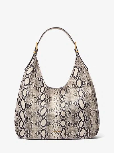 Michael Kors Nolita Large Snake Embossed Leather Hobo Shoulder Bag