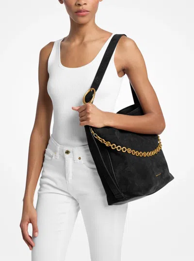 Michael Kors Nolita Large Suede Bucket Tote Bag In Black