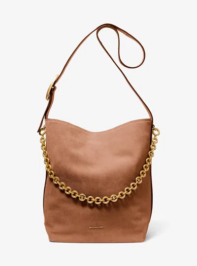 Michael Kors Nolita Large Suede Bucket Tote Bag In Brown