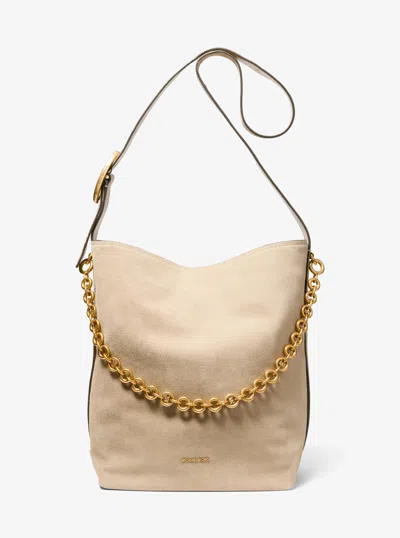 Michael Kors Nolita Large Suede Bucket Tote Bag In Brown