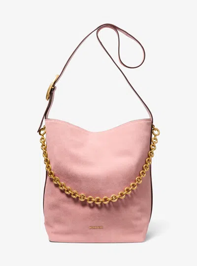 Michael Kors Nolita Large Suede Bucket Tote Bag In Pink