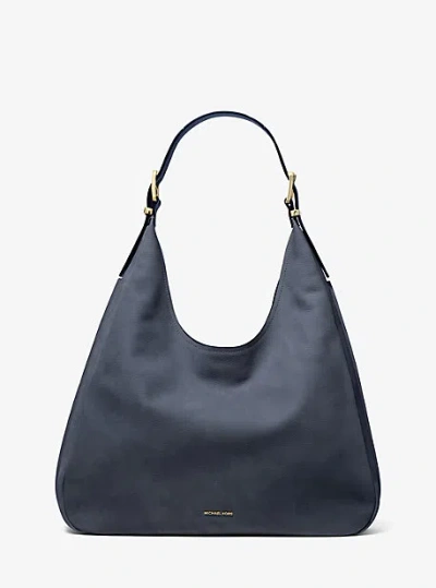 Michael Kors Nolita Large Suede Hobo Shoulder Bag In Blue