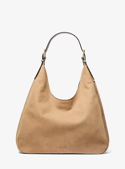 Michael Kors Nolita Large Suede Hobo Shoulder Bag In Brown