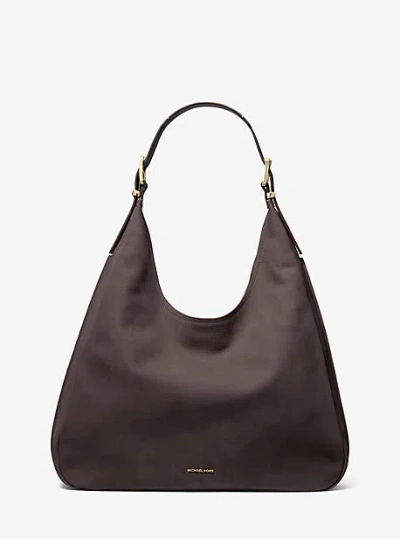Michael Kors Nolita Large Suede Hobo Shoulder Bag In Brown