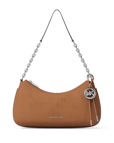 Michael Kors Nolita Medium Pebbled Leather Chain Pochette In Brown