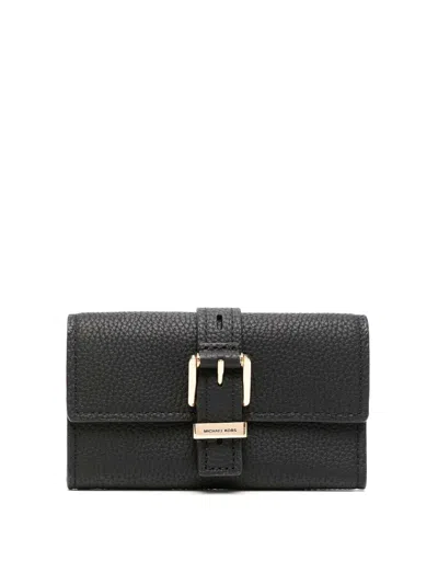 Michael Kors Nolita Medium Flap Trifold Wallet In Black