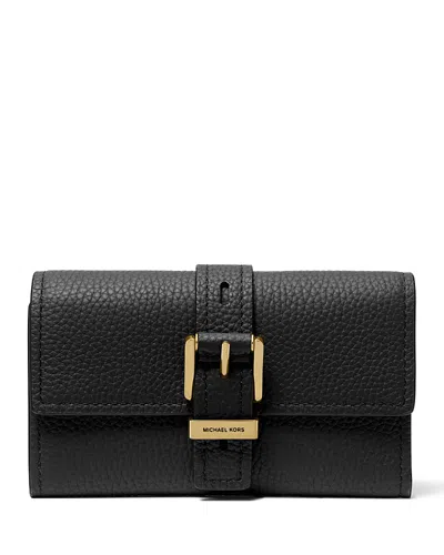 Michael Kors Nolita Medium Flap Trifold Wallet In Black