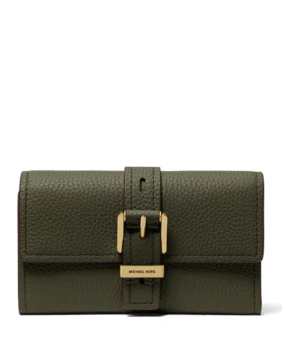 Michael Kors Nolita Medium Flap Trifold Wallet In Green