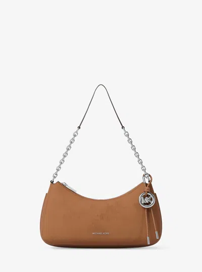 Michael Kors Nolita Medium Nubuck Chain Pochette In Brown