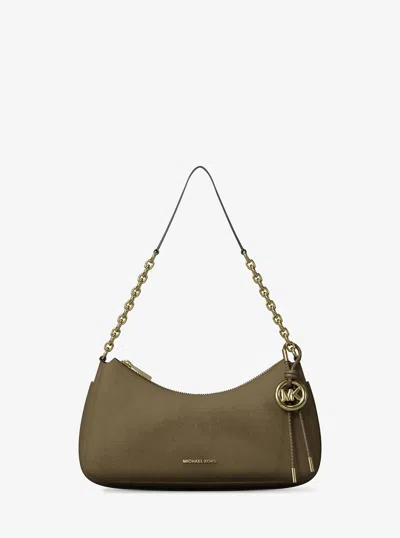 Michael Kors Nolita Medium Nubuck Chain Pochette In Green