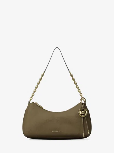 Michael Kors Nolita Medium Nubuck Chain Pochette In Green
