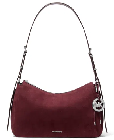 Michael Kors Nolita Medium Nubuck Shoulder Bag In Red
