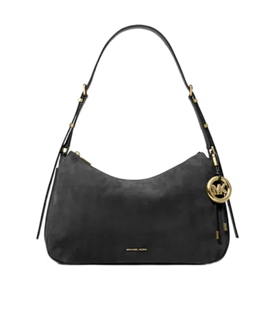 Michael Kors Nolita Medium Nubuck Convertible Shoulder Bag In Black