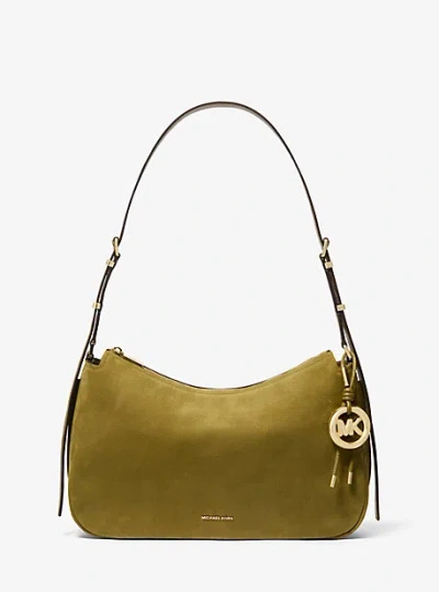 Michael Kors Nolita Medium Nubuck Convertible Shoulder Bag In Green