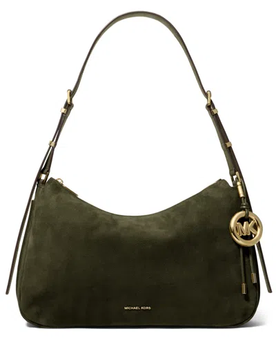 Michael Kors Nolita Medium Nubuck Convertible Shoulder Bag In Green