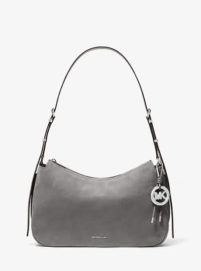 Michael Kors Nolita Medium Nubuck Shoulder Bag In Gray