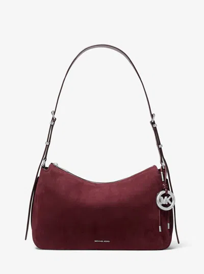 Michael Kors Nolita Medium Nubuck Shoulder Bag In Red
