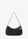 Michael Kors Nolita Medium Pebbled Leather Chain Pochette In Black