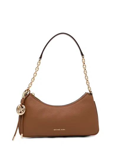 Michael Kors Nolita Medium Pebbled Leather Chain Pochette In Brown
