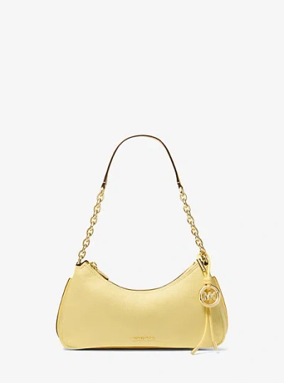Michael Kors Nolita Medium Pebbled Leather Chain Pochette In Yellow