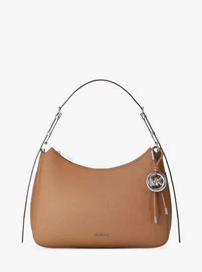 Michael Kors Nolita Medium Shoulder Bag In Hammered Leather In Neutral