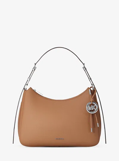 Michael Kors Nolita Medium Shoulder Bag In Hammered Leather In Neutral