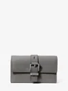 Michael Kors Nolita Medium Pebbled Leather Tri-fold Wallet In Gray