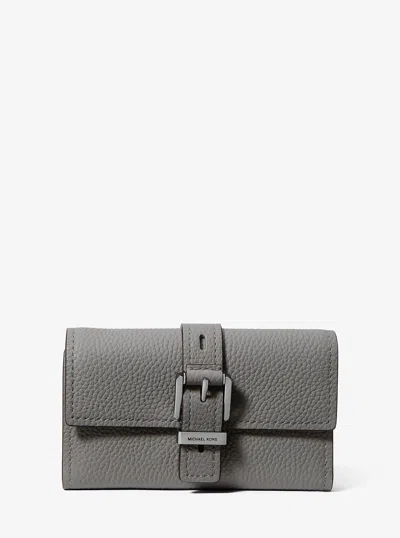 Michael Kors Nolita Medium Pebbled Leather Tri-fold Wallet In Gray