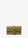 Michael Kors Nolita Medium Pebbled Leather Tri-fold Wallet In Green
