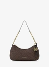 Michael Kors Nolita Medium Signature Logo Chain Pochette In Brown