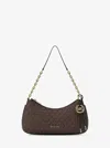 Michael Kors Nolita Medium Signature Logo Chain Pochette In Brown