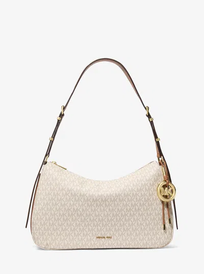 Michael Kors Nolita Medium Signature Logo Shoulder Bag In White