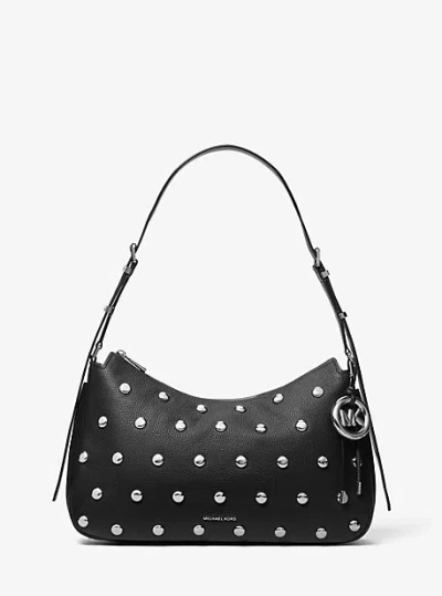 Michael Kors Nolita Medium Studded Leather Shoulder Bag In Black